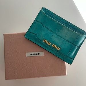 Miu Miu Card Case - Croc Effect Turquoise
